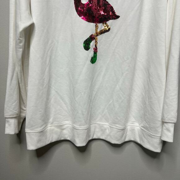 Workshop Republic Clothing Woman’s XL Sequin Flamingo Holiday Long Sleeve Top - Picture 5 of 10